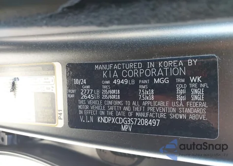 2025 Kia Sportage Hybrid Sx-Prestige z USA, uszkodzony, nr VIN KNDPXCDG3S7208497